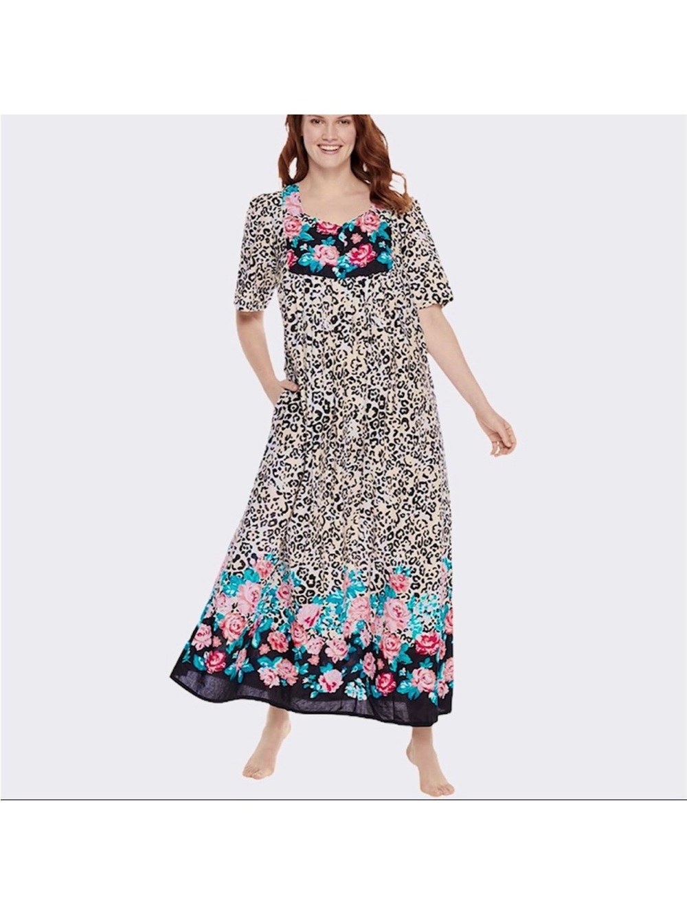 Only necessities floral animal print mumu dress